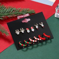Cute Christmas Hat Reindeer Alloy Plating Inlay Rhinestones Earrings Ear Studs 1 Set main image 1