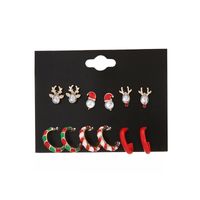 Cute Christmas Hat Reindeer Alloy Plating Inlay Rhinestones Earrings Ear Studs 1 Set main image 4
