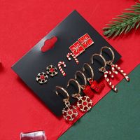 Cute Gift Box Snowflake Alloy Enamel Plating Inlay Rhinestones Earrings Ear Studs 1 Set main image 5