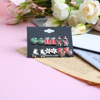 Cute Penguin Gift Box Snowflake Alloy Enamel Plating Inlay Rhinestones Ear Studs 1 Set main image 4