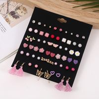 Sucré Cerise Forme De Cœur Fleur Alliage Placage Incruster Strass Boucles D'oreilles 1 Jeu main image 1