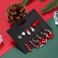 Cute Christmas Hat Christmas Socks Heart Shape Alloy Plating Inlay Rhinestones Earrings Ear Studs 1 Set main image 5