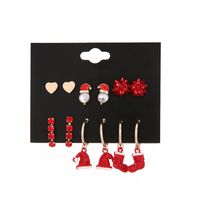 Cute Christmas Hat Christmas Socks Heart Shape Alloy Plating Inlay Rhinestones Earrings Ear Studs 1 Set main image 6
