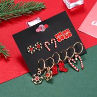 Cute Gift Box Snowflake Alloy Enamel Plating Inlay Rhinestones Earrings Ear Studs 1 Set sku image 1