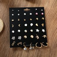 Fashion Pentagram Round Heart Shape Alloy Plating Inlay Rhinestones Earrings Ear Studs 1 Set sku image 1
