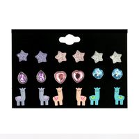 Cute Pentagram Alpaca Alloy Plating Inlay Acrylic Ear Studs 1 Set main image 2