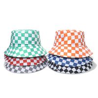 Unisex Fashion Lattice Sewing Flat Eaves Bucket Hat main image 6