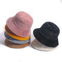 Unisex Mode Einfarbig Nähen Flache Traufen Bucket Hat main image 1