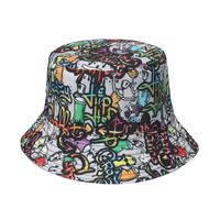 Unisex Hip-hop Punk Streetwear Graffiti Printing Flat Eaves Bucket Hat sku image 12