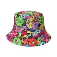 Unisex Hip-hop Punk Streetwear Graffiti Printing Flat Eaves Bucket Hat sku image 10