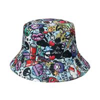 Unisex Hip-hop Punk Streetwear Graffiti Printing Flat Eaves Bucket Hat sku image 13