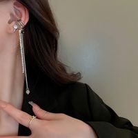 Fashion Star Tassel Titanium Steel Ear Clips Inlay Rhinestones Zircon Stainless Steel Earrings 1 Piece main image 2