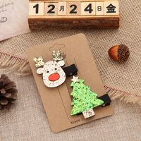 Cartoon Style Christmas Tree Santa Claus Alloy Sequins Hair Clip 2 Pieces sku image 1