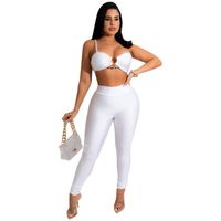 Women's Sexy Solid Color Polyester Backless Pants Sets main image 5