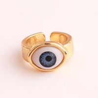 Retro Devil's Eye Copper Open Ring Plating Resin Copper Rings sku image 7