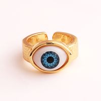Retro Devil's Eye Copper Open Ring Plating Resin Copper Rings sku image 10