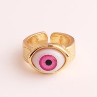 Retro Devil's Eye Copper Open Ring Plating Resin Copper Rings sku image 6