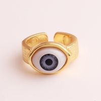 Retro Devil's Eye Copper Open Ring Plating Resin Copper Rings sku image 8