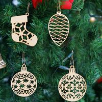Christmas Simple Style Geometric Wood Party Hanging Ornaments main image 1