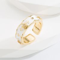 Fashion Crown Copper Open Ring Enamel Inlay Zircon Copper Rings sku image 3