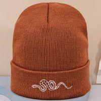 Unisex Basic Snake Embroidery Eaveless Wool Cap sku image 3