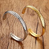 Simple Style Grain Stainless Steel Bangle Plating Stainless Steel Bracelets main image 1