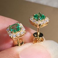 Fashion Square Copper Ear Studs Inlay Zircon Copper Earrings main image 5