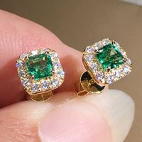 Fashion Square Copper Ear Studs Inlay Zircon Copper Earrings main image 1