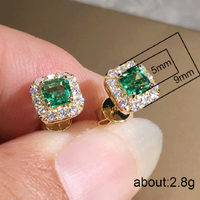 Fashion Square Copper Ear Studs Inlay Zircon Copper Earrings main image 4