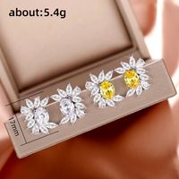 Fashion Flower Copper Ear Studs Inlay Zircon Copper Earrings main image 5