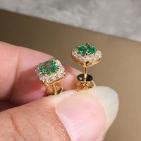 Fashion Square Copper Ear Studs Inlay Zircon Copper Earrings main image 2