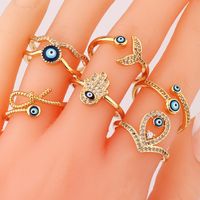 Fashion Devil's Eye Fish Tail Copper Open Ring Inlaid Zircon Copper Rings main image 3