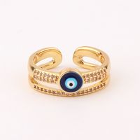 Fashion Devil's Eye Fish Tail Copper Open Ring Inlaid Zircon Copper Rings sku image 3