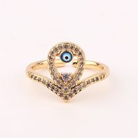 Fashion Devil's Eye Fish Tail Copper Open Ring Inlaid Zircon Copper Rings sku image 7