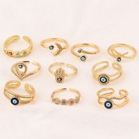 Fashion Devil's Eye Fish Tail Copper Open Ring Inlaid Zircon Copper Rings main image 1