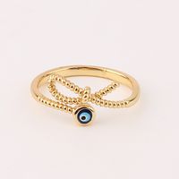 Fashion Devil's Eye Fish Tail Copper Open Ring Inlaid Zircon Copper Rings sku image 2