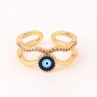 Fashion Devil's Eye Fish Tail Copper Open Ring Inlaid Zircon Copper Rings sku image 6