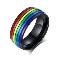 Fashion Geometric Rainbow Titanium Steel Rings Epoxy Stainless Steel Rings main image 2