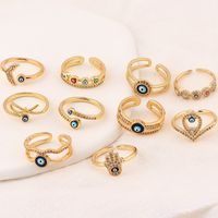Fashion Devil's Eye Fish Tail Copper Open Ring Inlaid Zircon Copper Rings main image 5