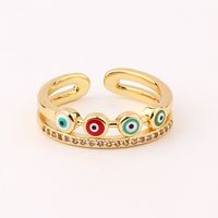 Fashion Devil's Eye Fish Tail Copper Open Ring Inlaid Zircon Copper Rings sku image 9