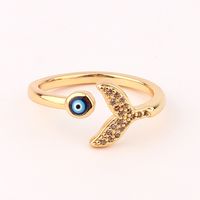 Fashion Devil's Eye Fish Tail Copper Open Ring Inlaid Zircon Copper Rings sku image 1