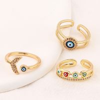 Fashion Devil's Eye Fish Tail Copper Open Ring Inlaid Zircon Copper Rings main image 4