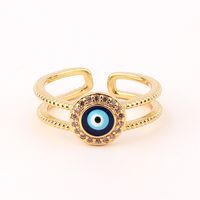 Fashion Devil's Eye Fish Tail Copper Open Ring Inlaid Zircon Copper Rings sku image 5