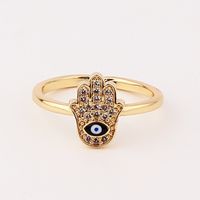 Fashion Devil's Eye Fish Tail Copper Open Ring Inlaid Zircon Copper Rings sku image 4