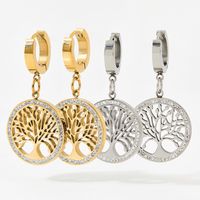 Ins Style Tree Stainless Steel Drop Earrings Plating Inlay Zircon Stainless Steel Earrings main image 4