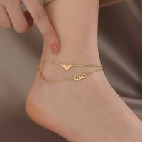 Fashion Letter Heart Shape Stainless Steel Plating Women's Anklet main image 5