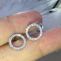 Fashion Round Copper Ear Studs Inlay Zircon Copper Earrings main image 4