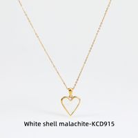 Wholesale Fashion Heart Shape Stainless Steel Inlay Shell Earrings Necklace sku image 7