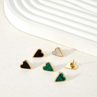 Wholesale Fashion Heart Shape Stainless Steel Inlay Shell Earrings Necklace main image 5