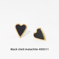 Wholesale Fashion Heart Shape Stainless Steel Inlay Shell Earrings Necklace sku image 3